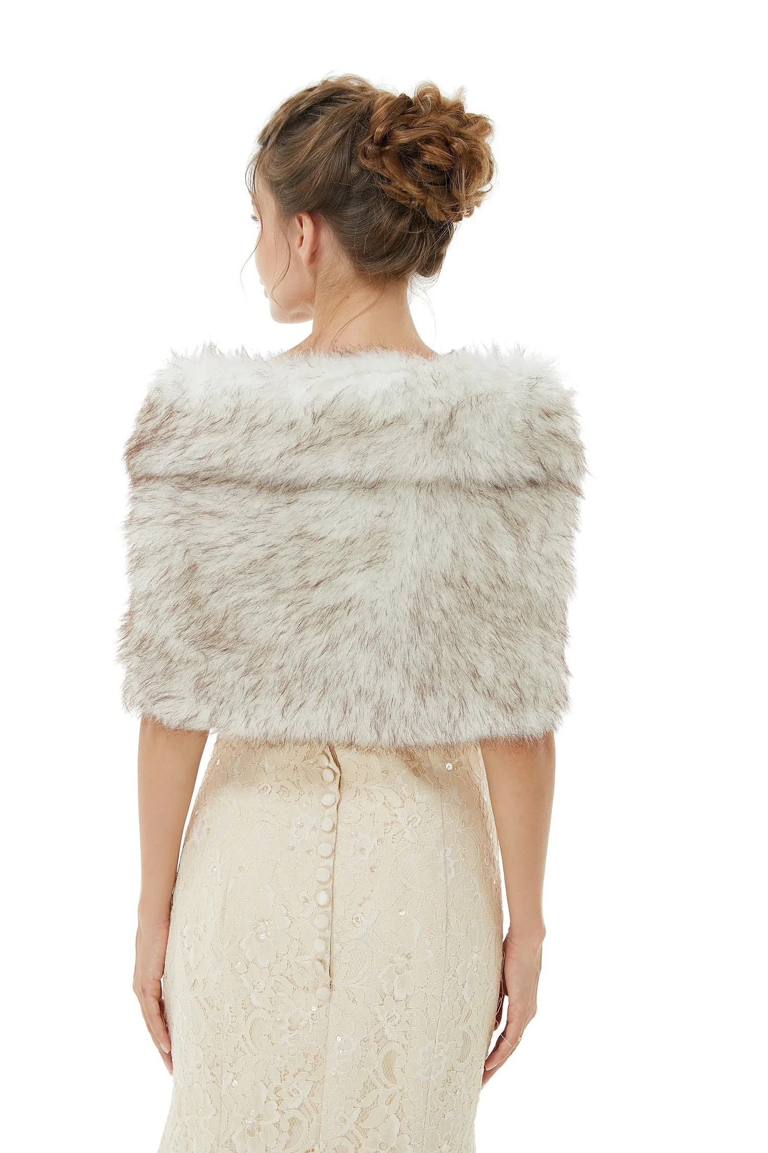 Faux Fur Jacket Women White Wrap Shawl Winter Cover Ups