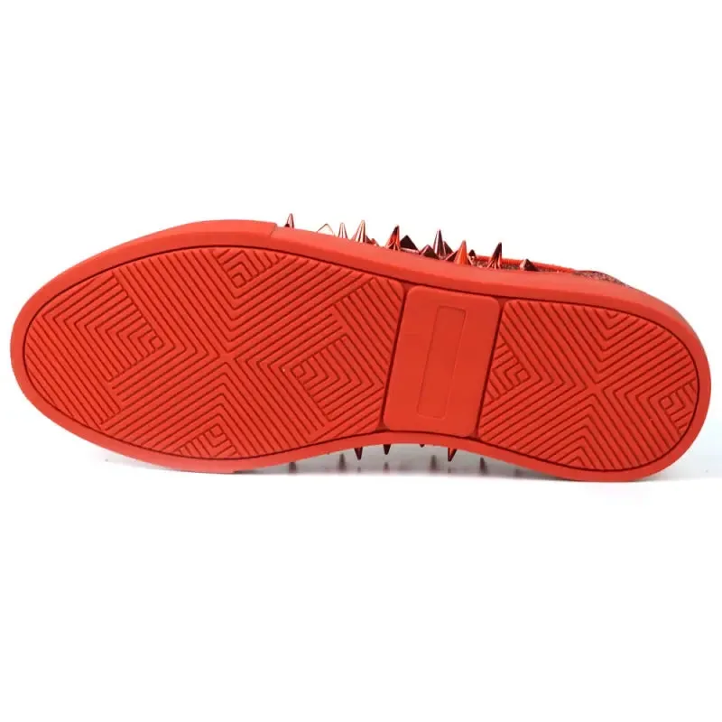 Fiesso FI-2429 Red Glitter Red Spikes Low Cut Encore Sneakers