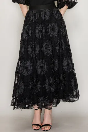 Floral Applique Dots Skirt