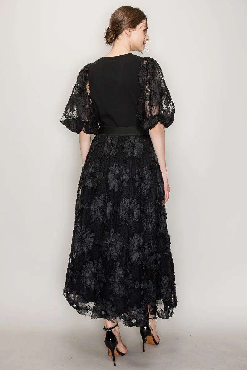 Floral Applique Dots Skirt