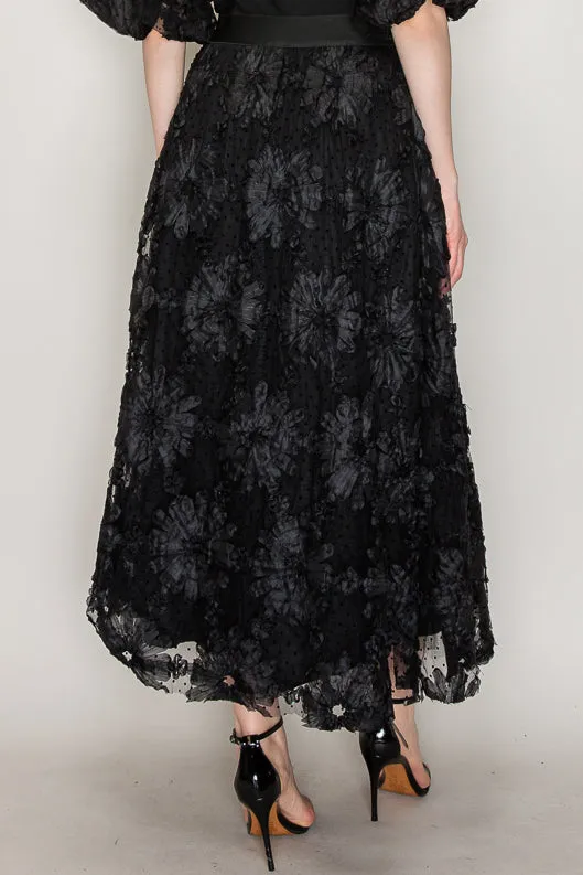 Floral Applique Dots Skirt