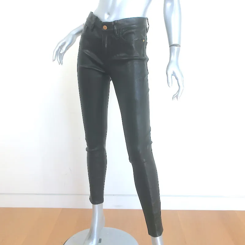Frame Le Skinny De Jeanne Leather Pants Washed Black Size 28