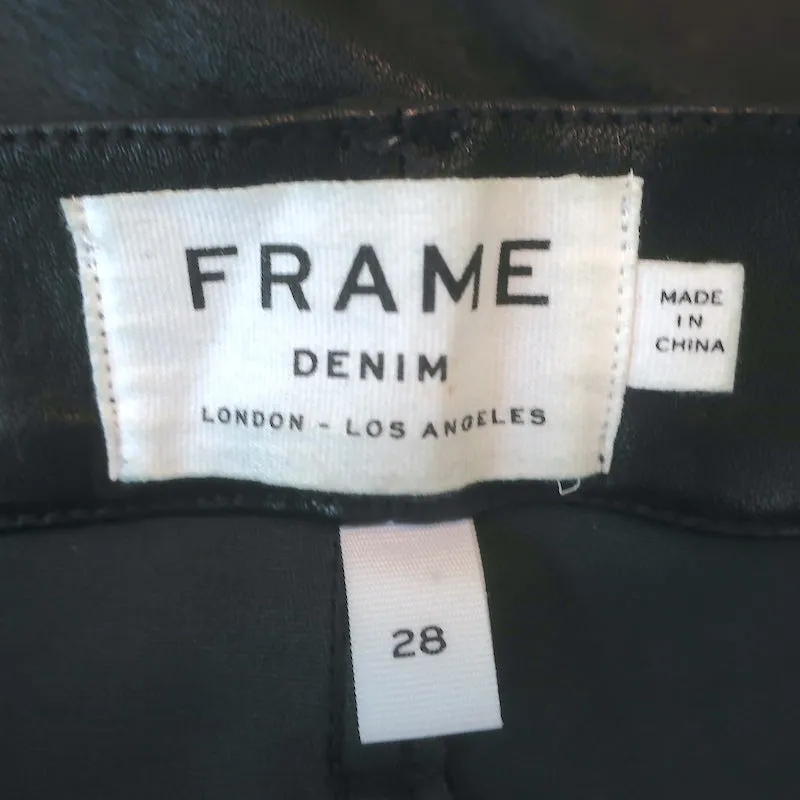 Frame Le Skinny De Jeanne Leather Pants Washed Black Size 28