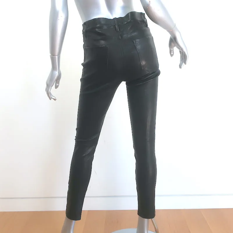 Frame Le Skinny De Jeanne Leather Pants Washed Black Size 28