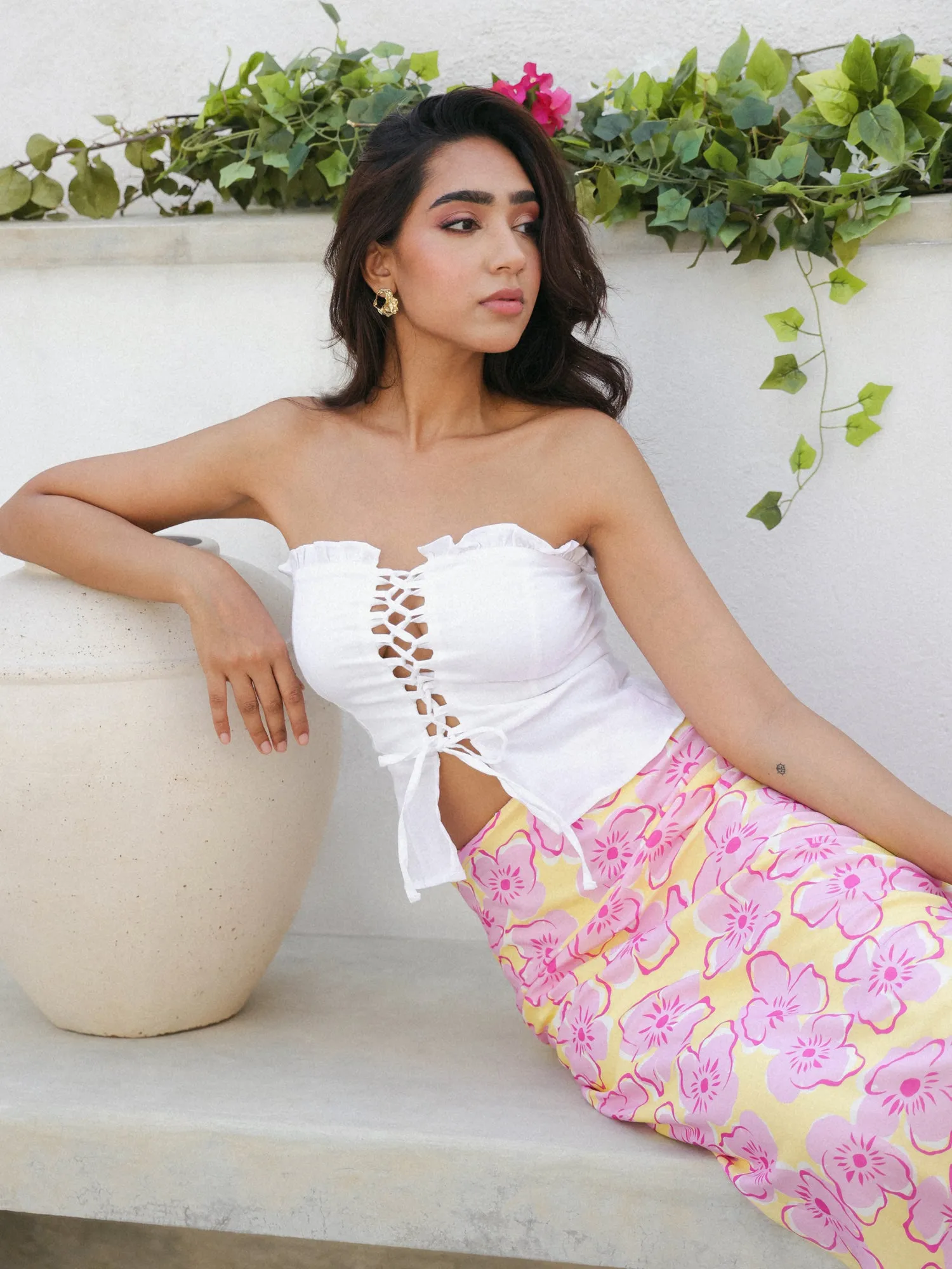 Front Tieup Corset Tube Top