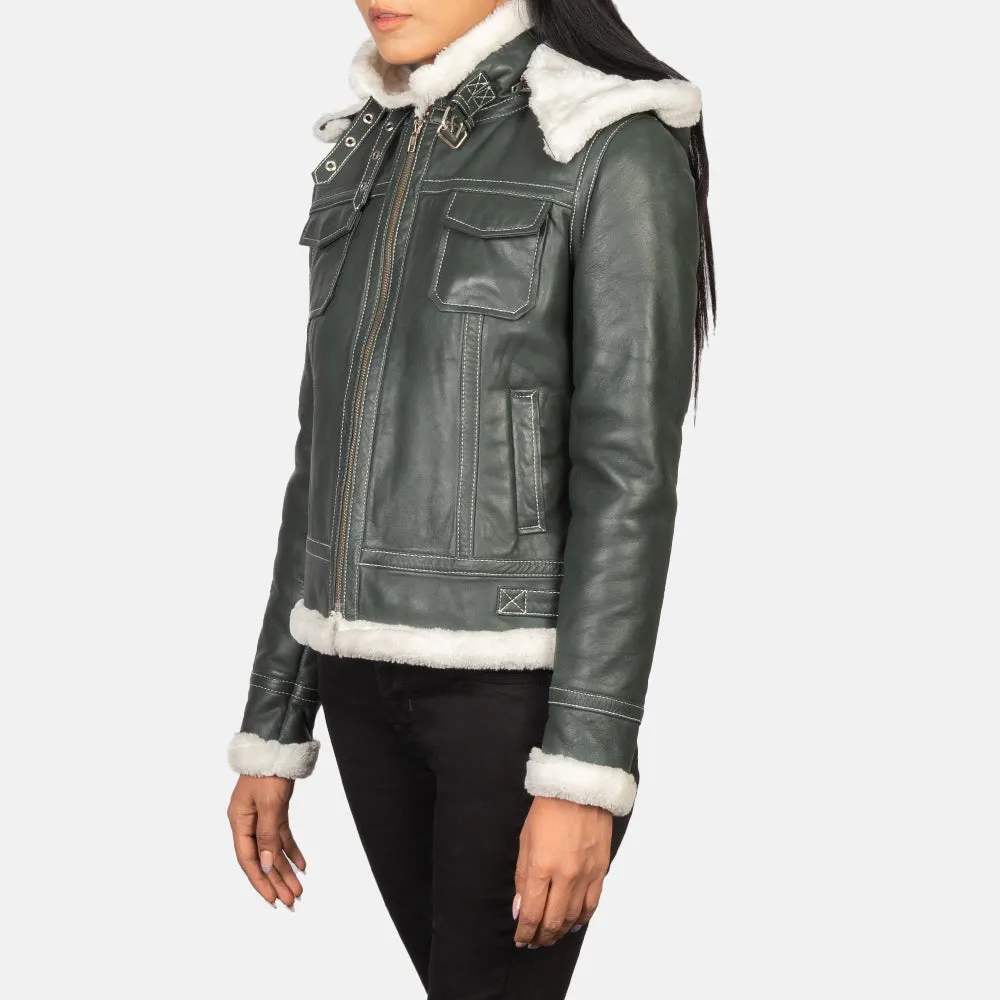Frosty Hooded Shearling Leather Jacket