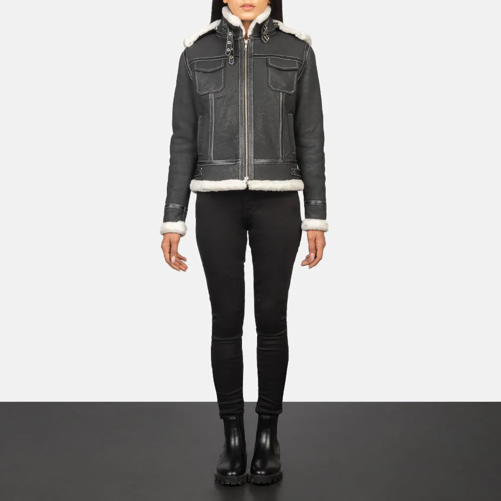 Frosty Hooded Shearling Leather Jacket