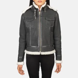 Frosty Hooded Shearling Leather Jacket