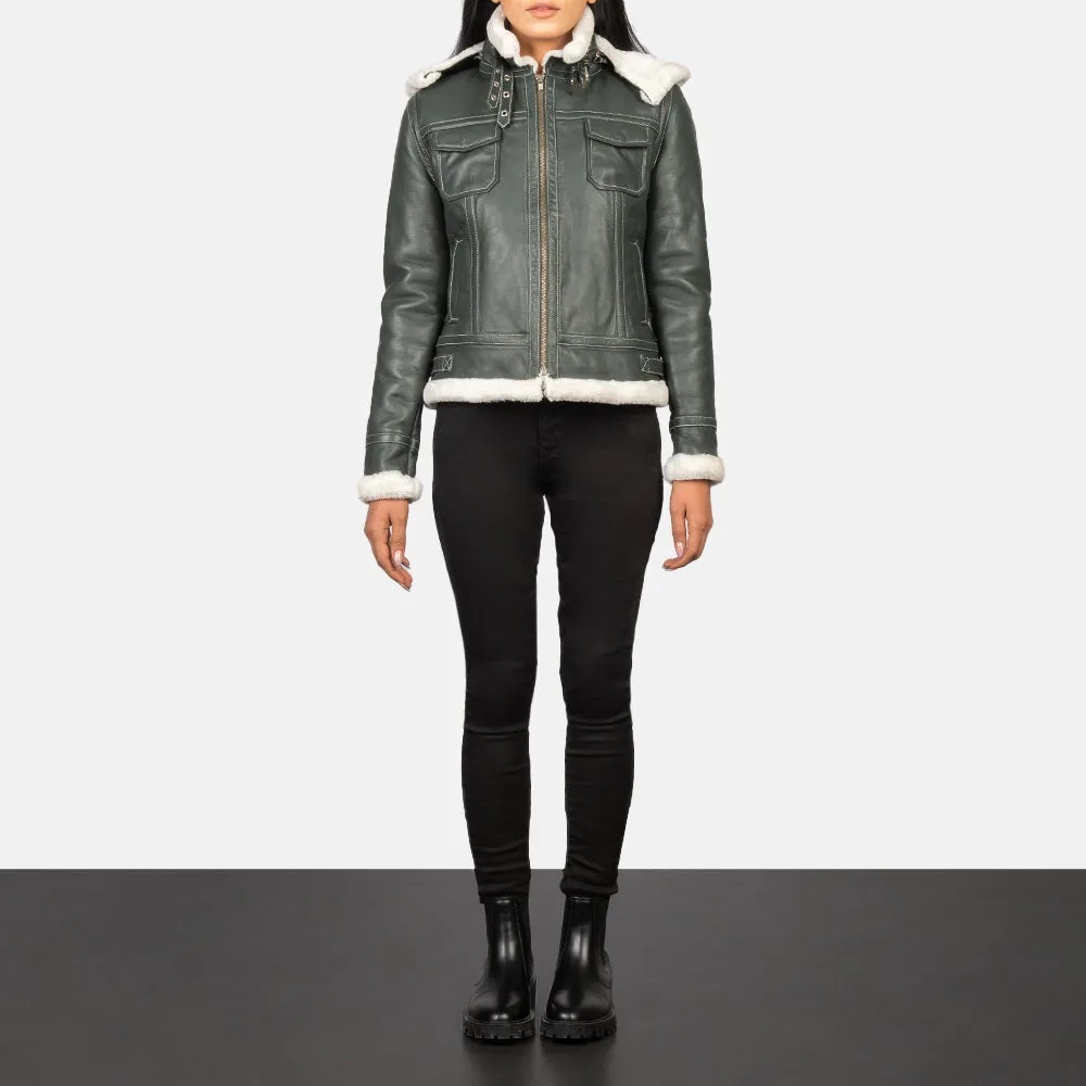 Frosty Hooded Shearling Leather Jacket