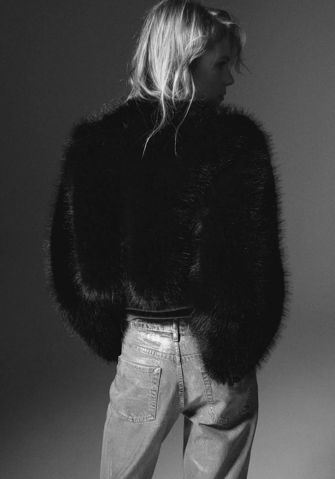 Fur effect jacket - Black
