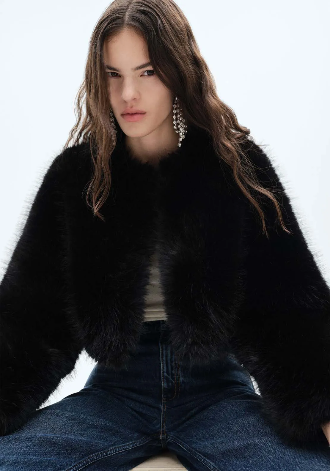 Fur effect jacket - Black