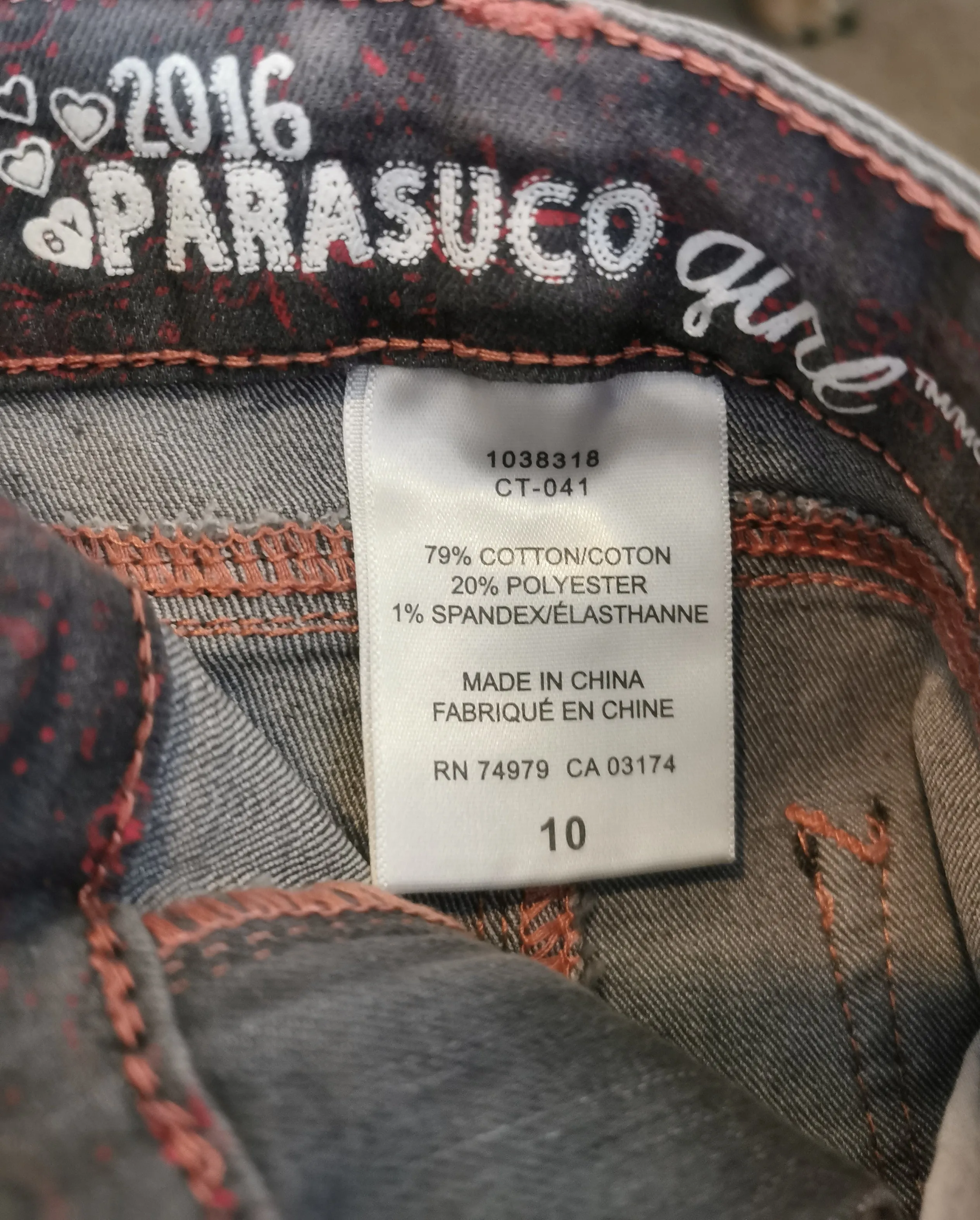 GIRL SIZE 10 YEARS - PARASUCO, Skinny, Midrise Jeans EUC B55