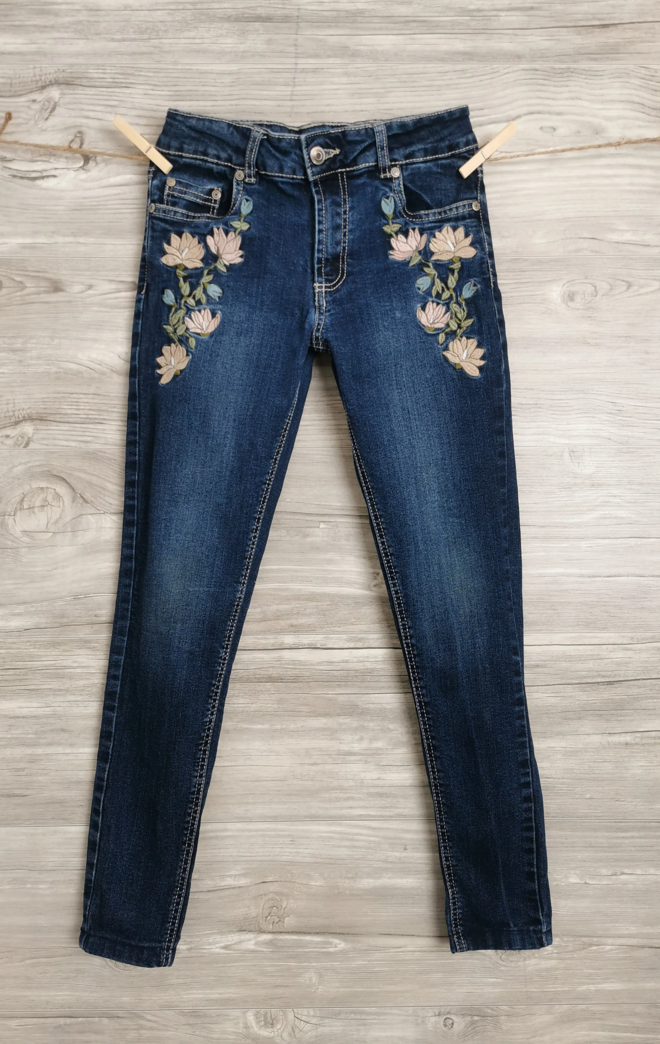 GIRL SIZE 12 YEARS - SUKO GIRL, Skinny Jeans, Floral Embroidered Boho Style VGUC B8
