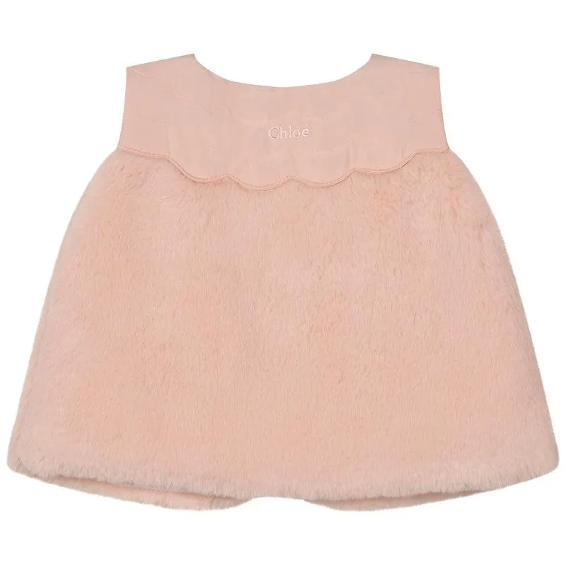 Girls Pink Fur Waistcoat