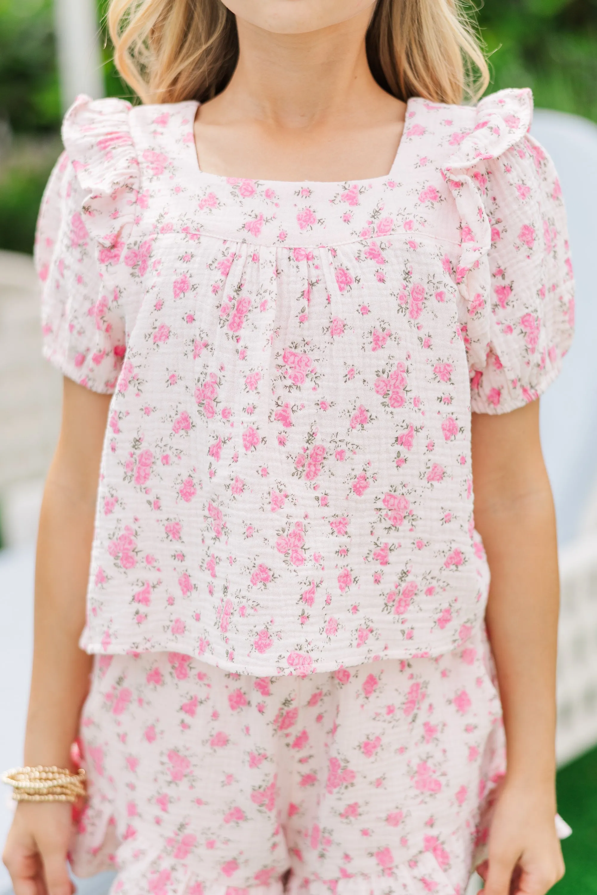 Girls: Playing Games Pink Floral Blouse