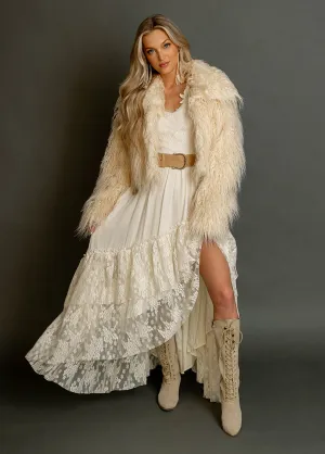 Gladys Fur Coat in Cream