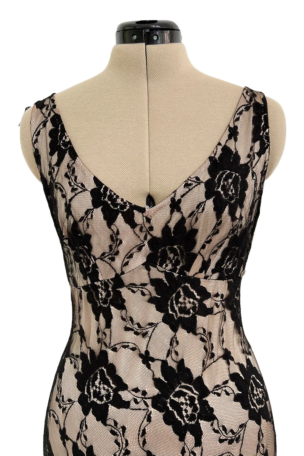 Gorgeous 2010s John Galliano Spanish Influnced Tiered & Ruffled Black Lace Bias Cut Dress