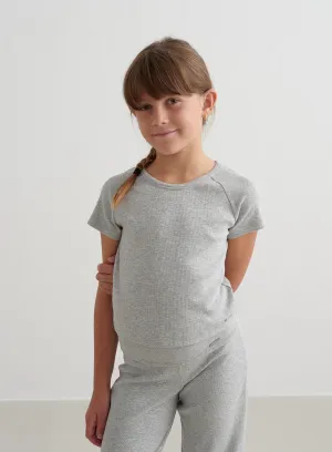 Grey Melange Young Ease Ribbed Short Sleeve