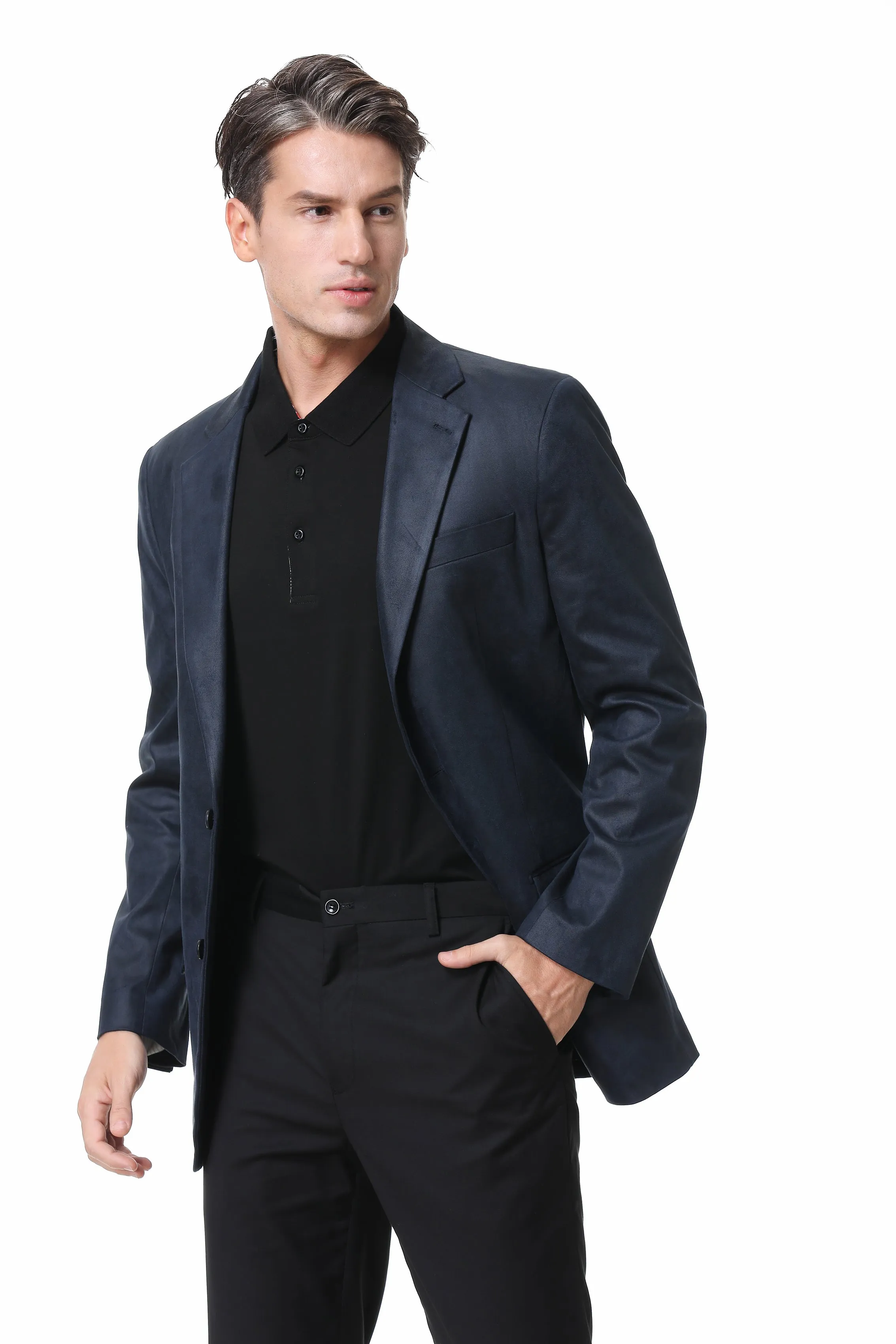 Hechter Paris Faux Suede Blue Jacket