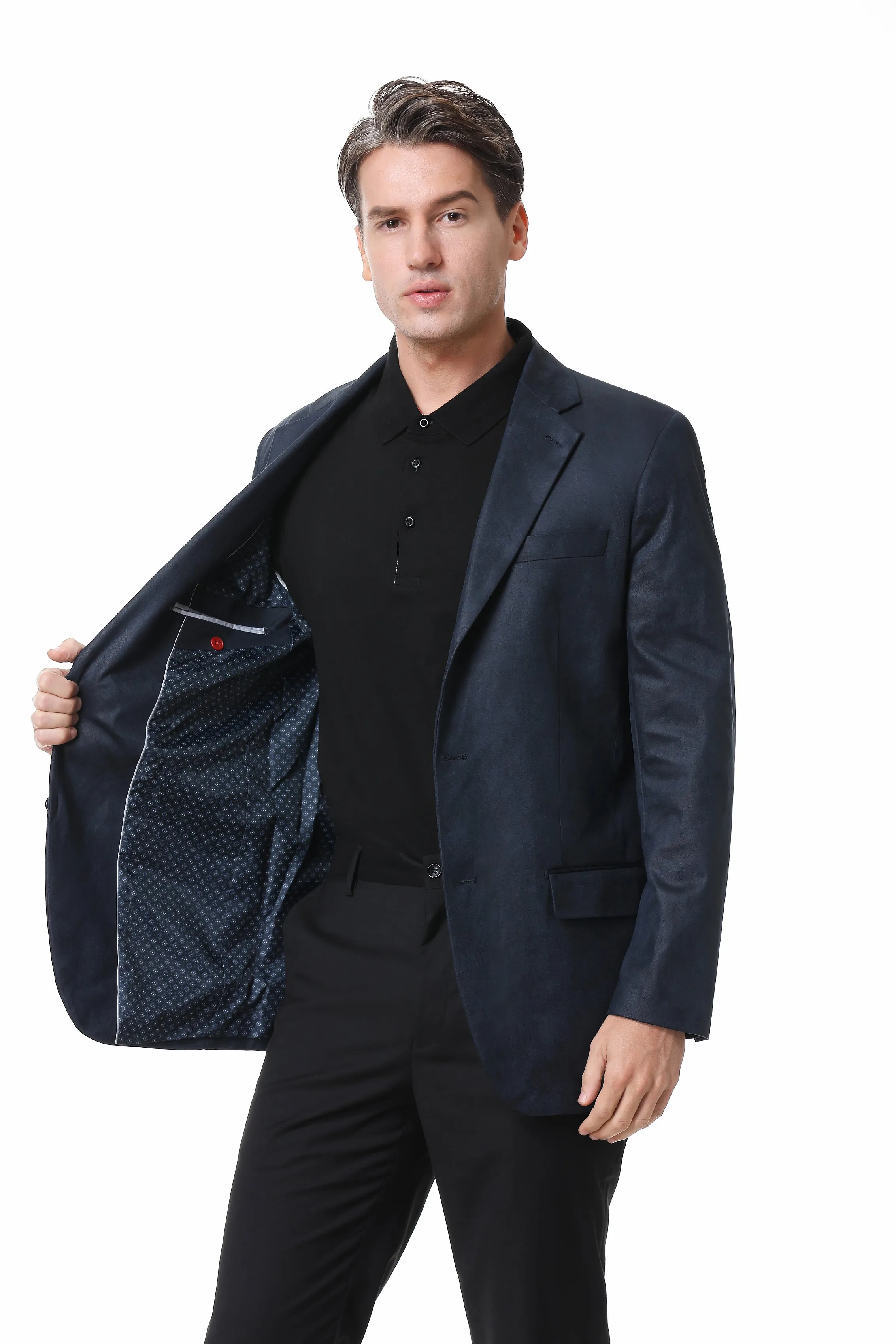 Hechter Paris Faux Suede Blue Jacket