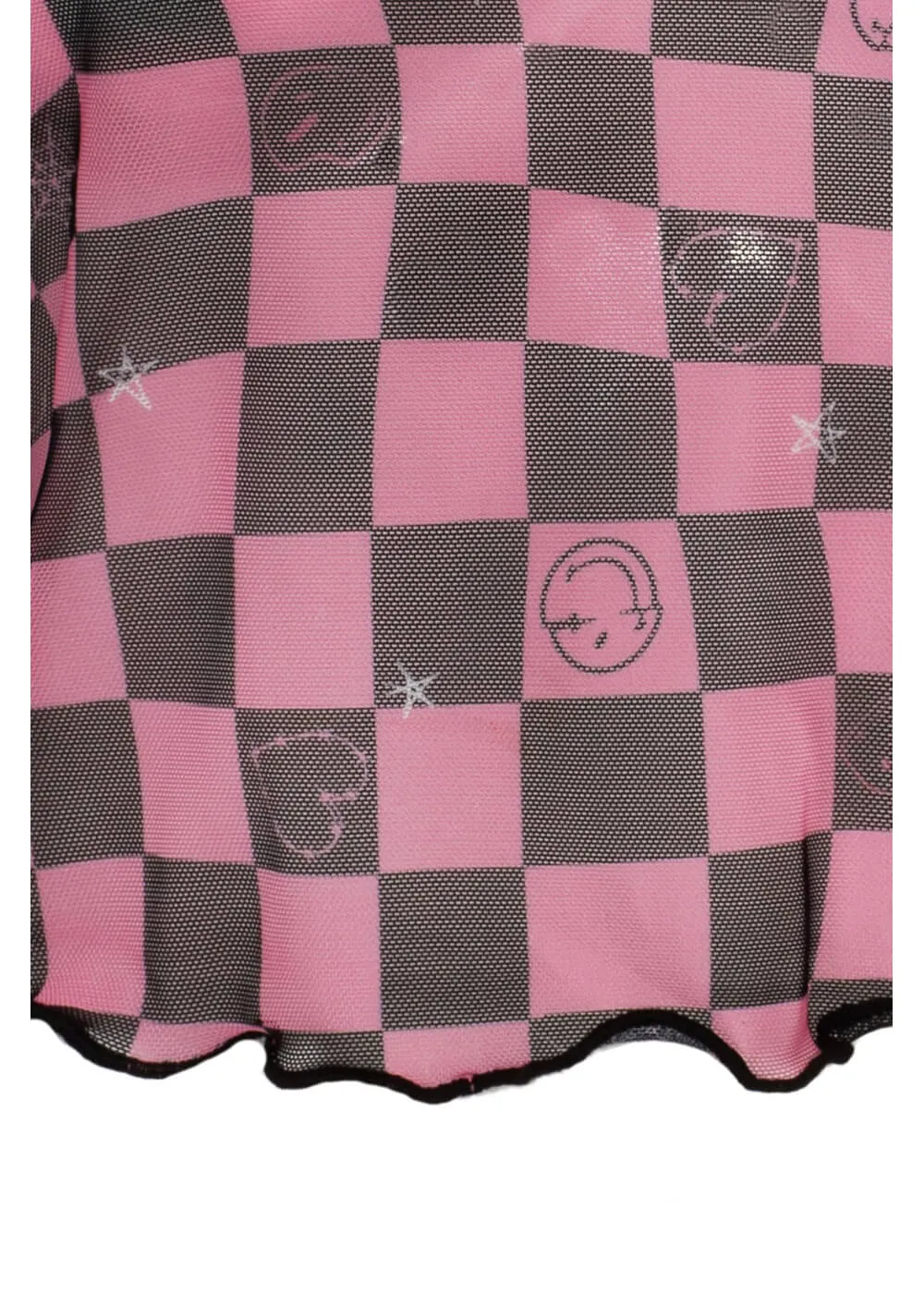 Hell Bunny x Smiley Distortion Mesh Top Black Pink