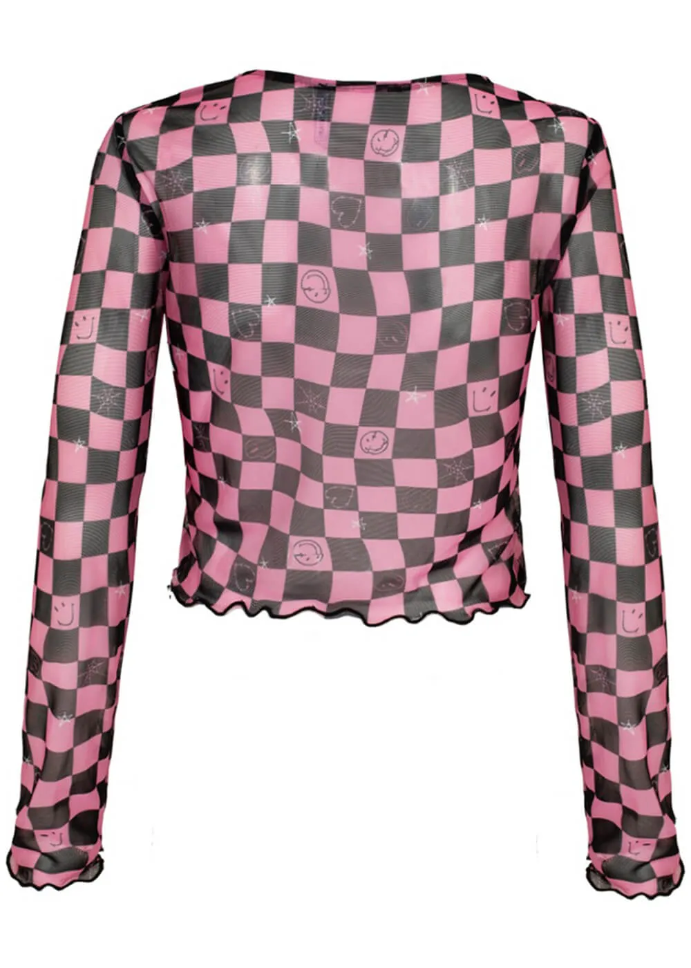 Hell Bunny x Smiley Distortion Mesh Top Black Pink