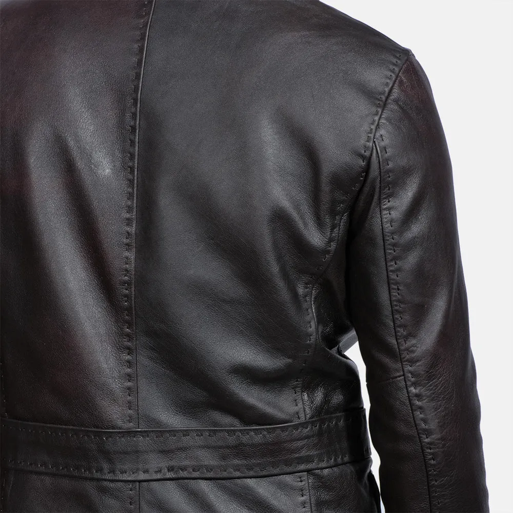 Heritage Wine Black Leather Blazer