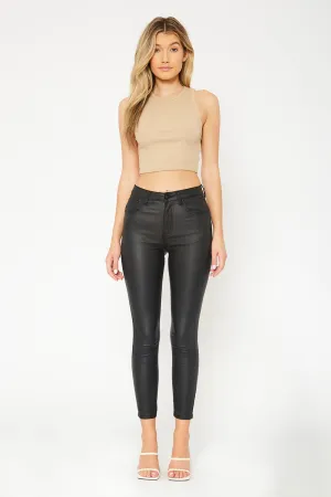 High-rise olive PU leather skinny pants