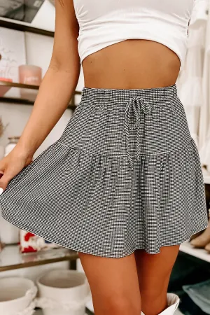 Hoping For Happiness Gingham Plaid Mini Skirt (Black/White)