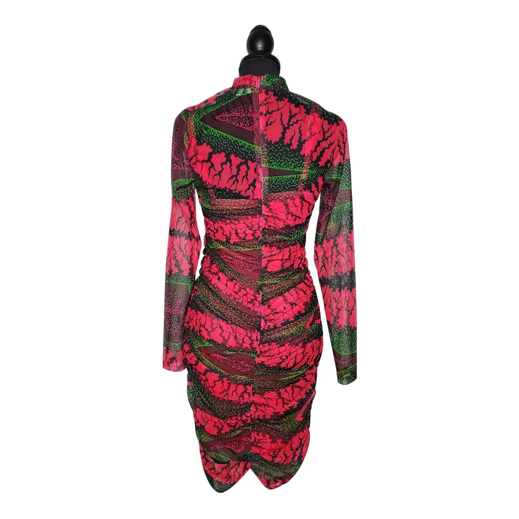 Hot Pink Sexy Women's Mesh Dress