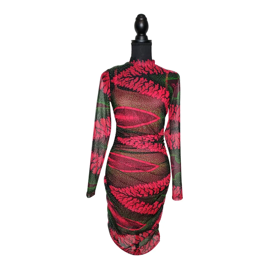 Hot Pink Sexy Women's Mesh Dress