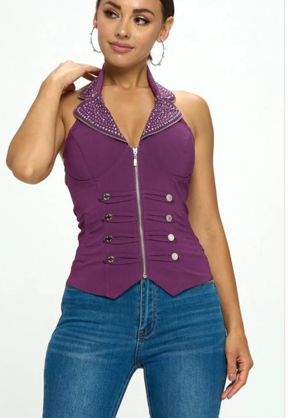 Hot Under the Collar Studded Corset Vest