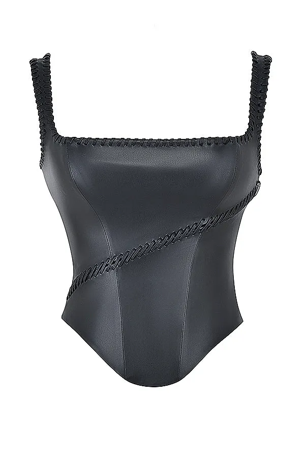 House of CB Leonie Black Vegan Corset UK L 