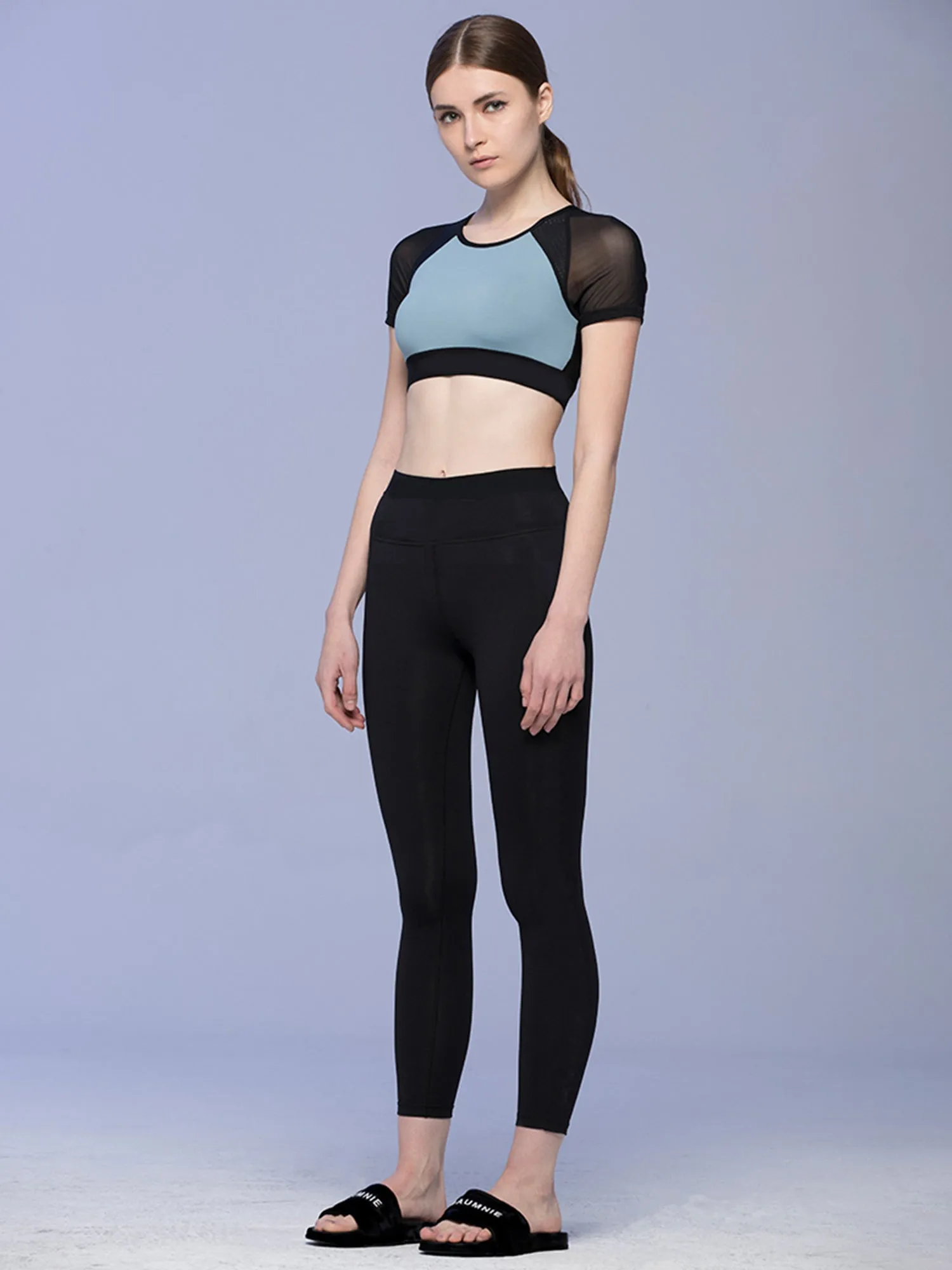 INTENSITY CROPPED TEE , STORM/BLACK MESH