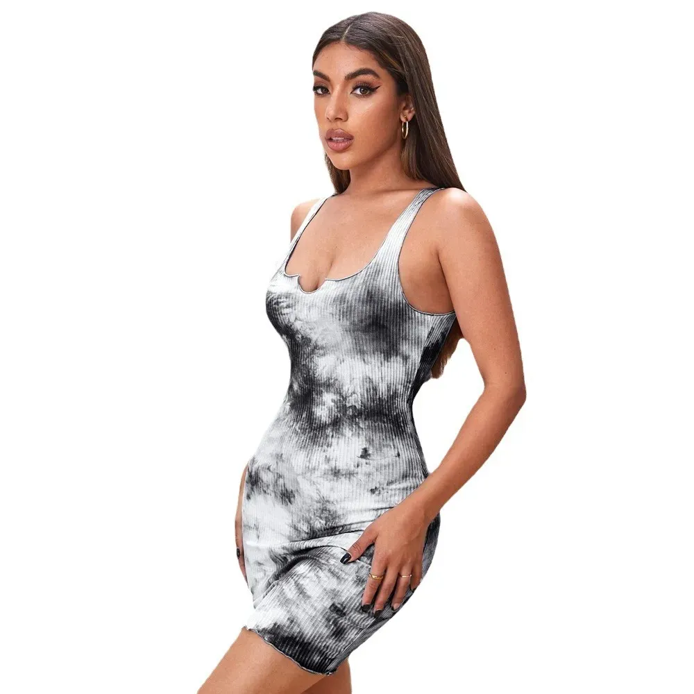 Jasmine Ribbed Bodycon Tie-Dye Mini Dress