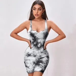 Jasmine Ribbed Bodycon Tie-Dye Mini Dress