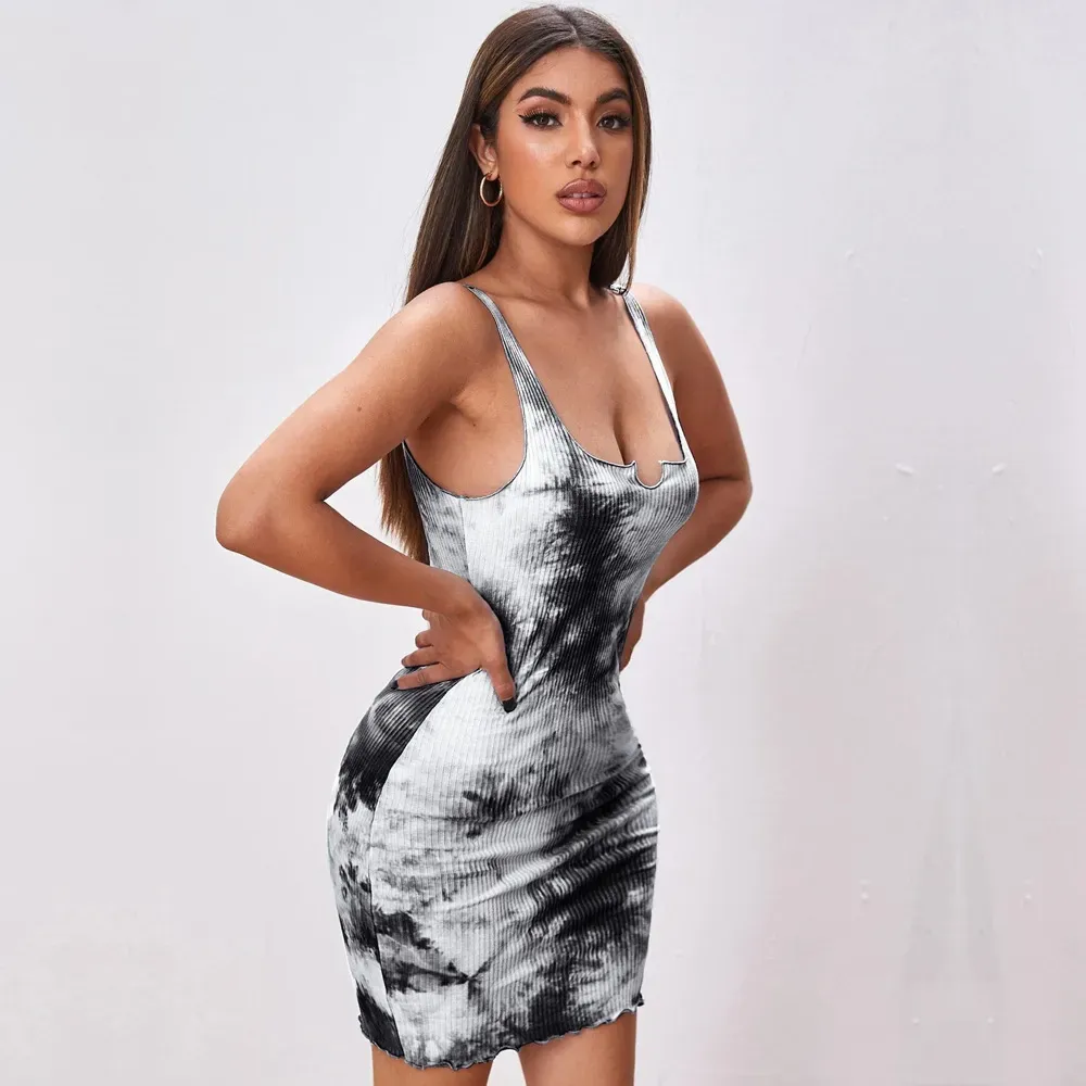 Jasmine Ribbed Bodycon Tie-Dye Mini Dress