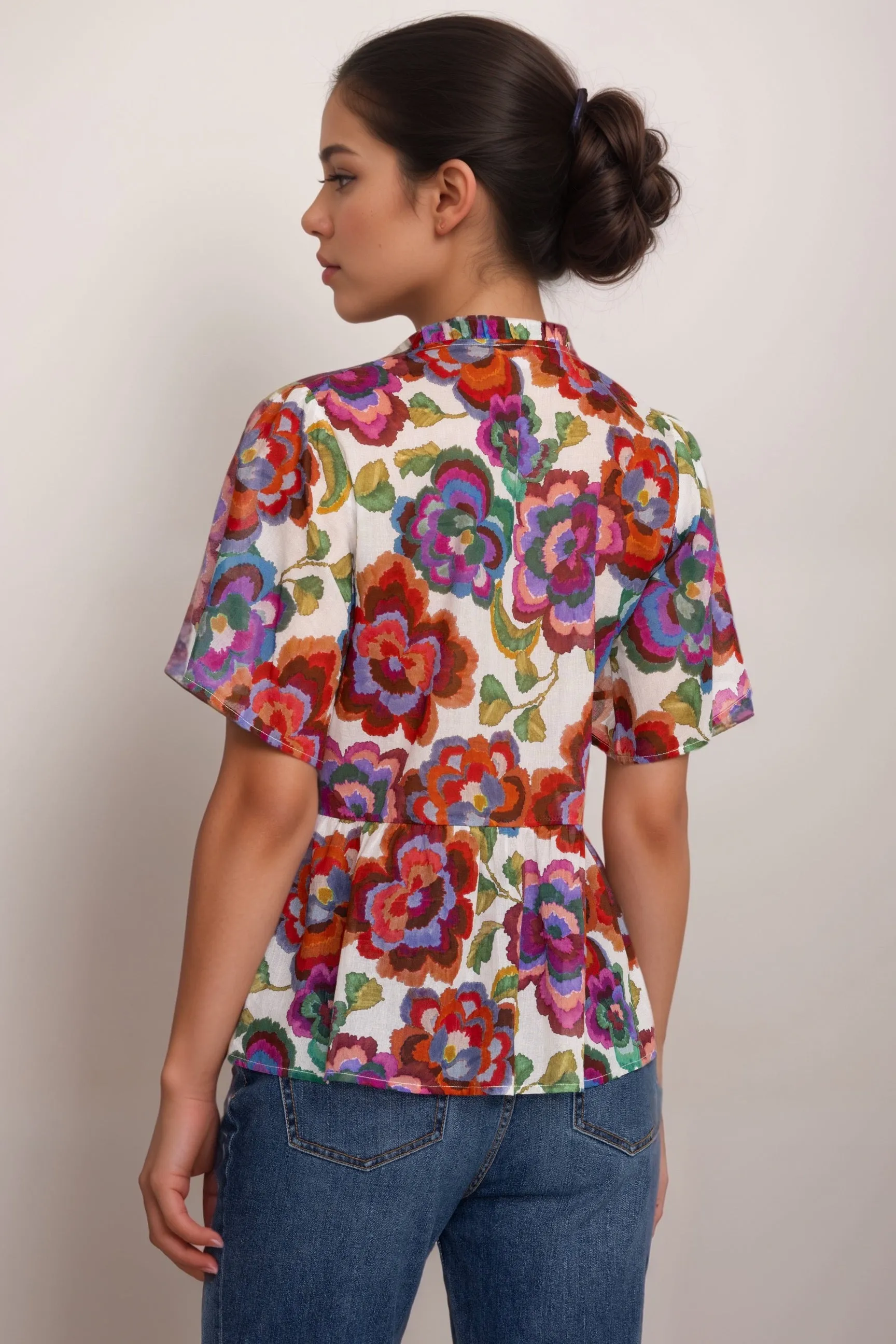 Johnny Was Calanthe High Low Empire Waist Top R10124