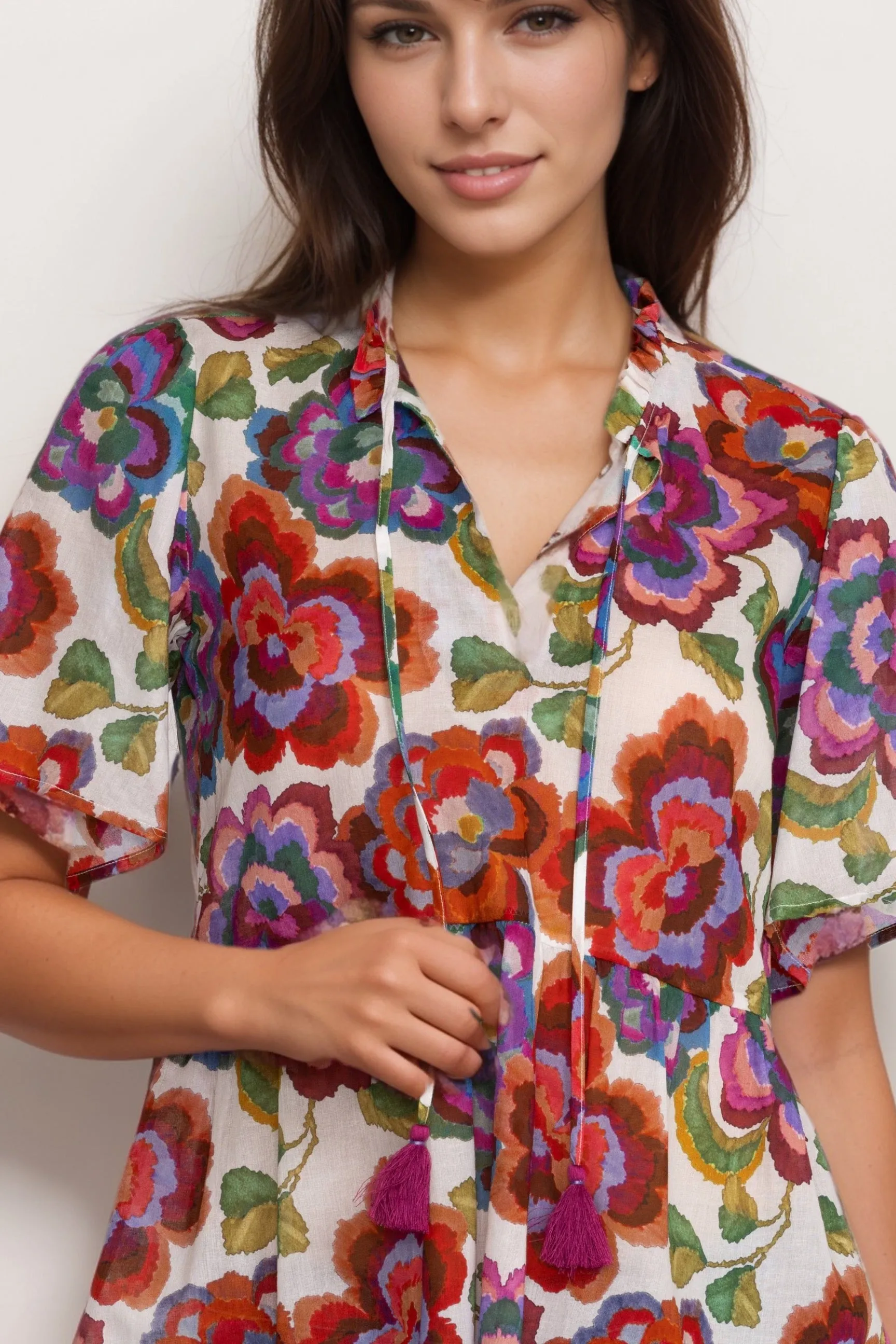Johnny Was Calanthe High Low Empire Waist Top R10124
