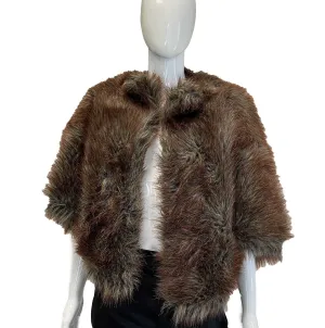 Junya Watanabe Comme des Garcons Eco Fur Shawl Wrap Jacket AD2011 Brown Small