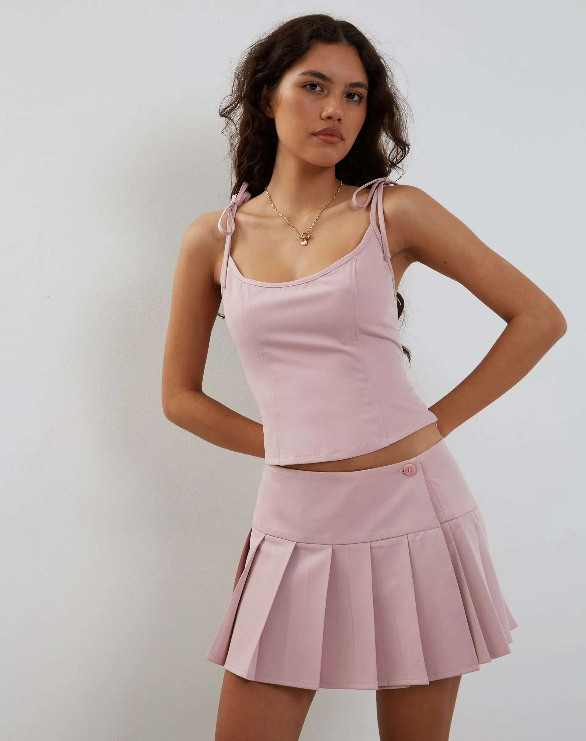 Kiona Corset Top in Pink Tailoring