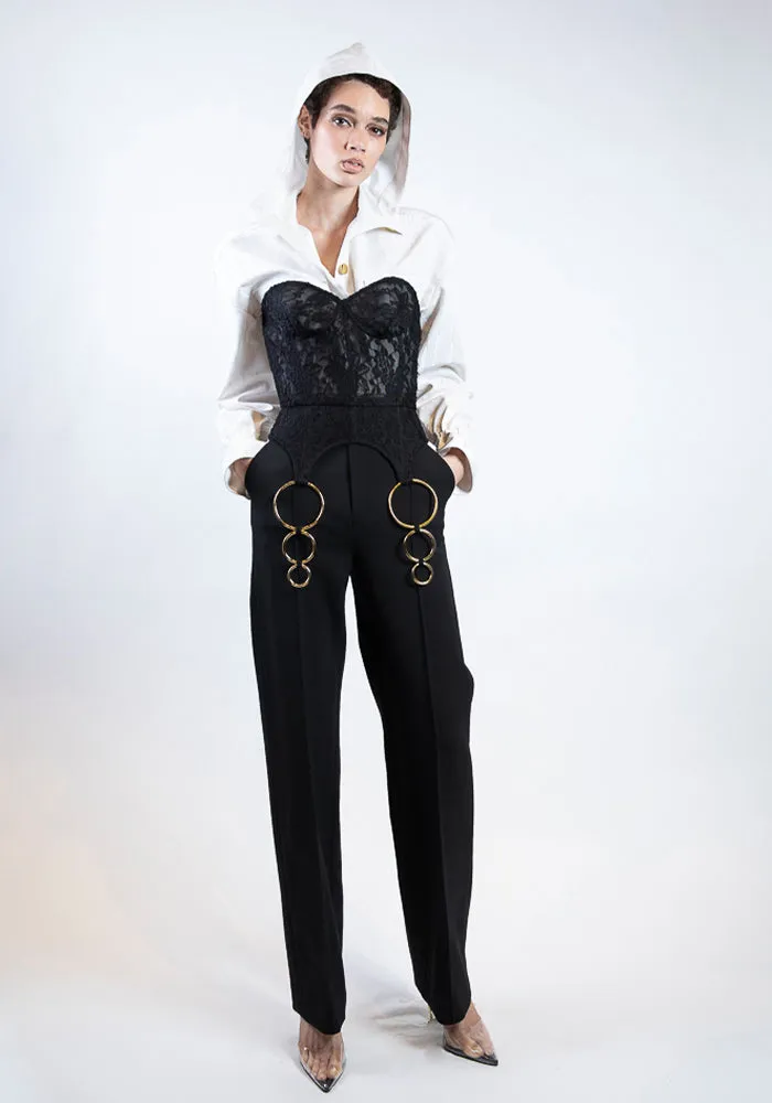 Lace Corset Top with Ring Detail