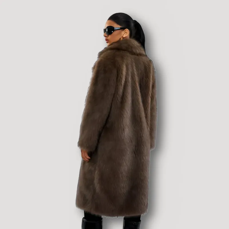 Lange Bont Jas - Warm - Ash Bruin - Dames winter Jas