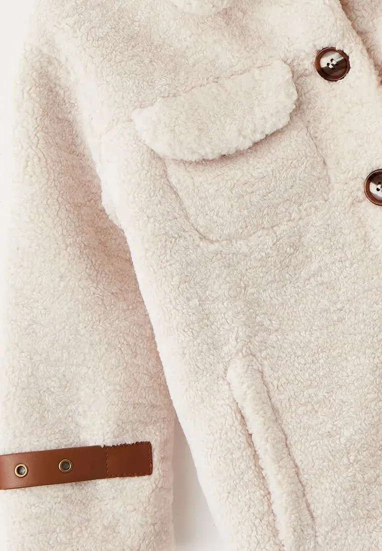 Leather Trim Fur Jacket