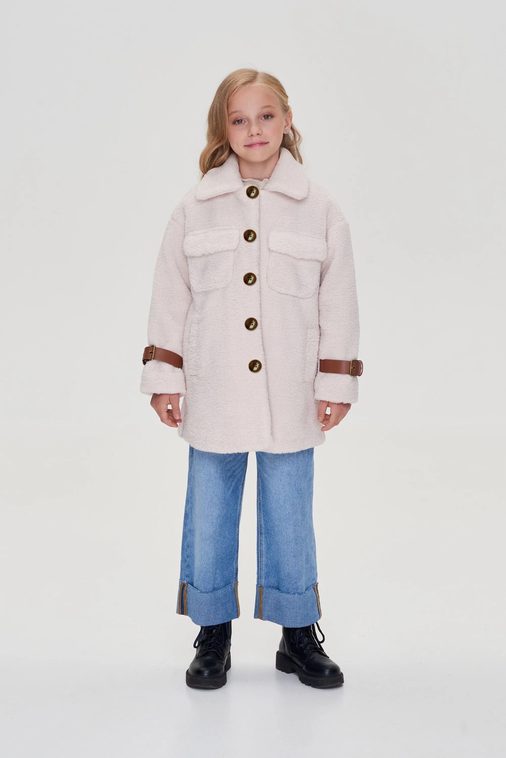 Leather Trim Fur Jacket