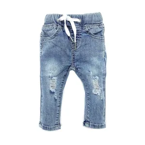 LIGHT WASH DISTRESSED DENIM