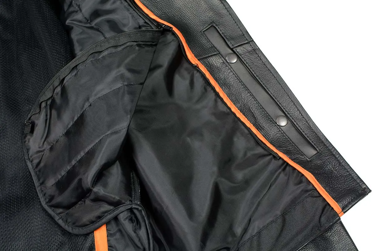 LKL2700 Ladies Classic Black Leather Police Style Jacket with Side Laces
