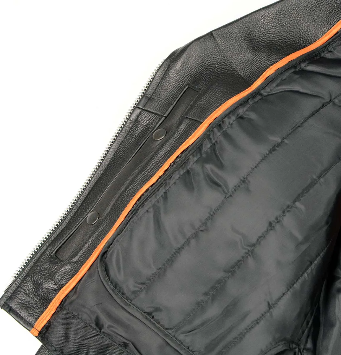 LKL2700 Ladies Classic Black Leather Police Style Jacket with Side Laces
