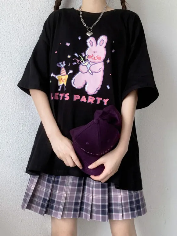 Lolita Corset For Women Jewel Neck Short Sleeves Black Polyester T-Shirt