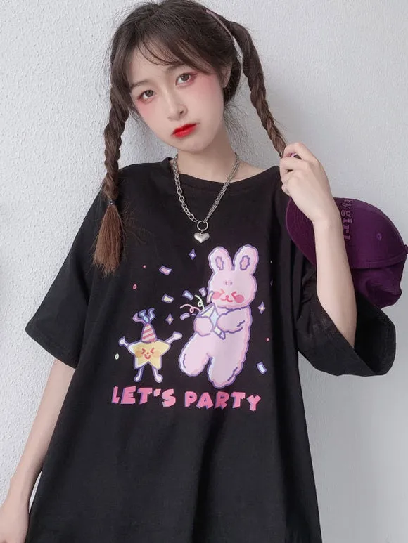 Lolita Corset For Women Jewel Neck Short Sleeves Black Polyester T-Shirt